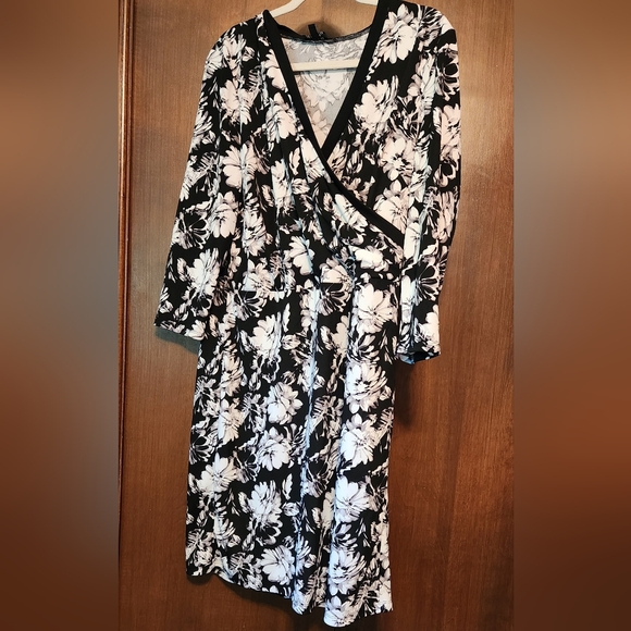 The Limited Black Floral Wrap Dress with White Blooms - Picture 5 of 5